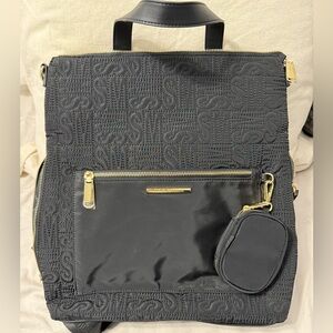 Steve Madden Quilted Black Backpack with Gold Details